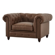 Pemberly Row Modern Contemporary Eco Leather Arm Chair in Brown