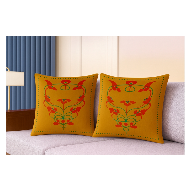 Pemberly Row Luxury Arts & Crafts Sofa 2 Cushion Covers + Inserts in Multi Color