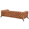 Pemberly Row Top Grain Leather Chesterfield Sofa in Light Brown Leather