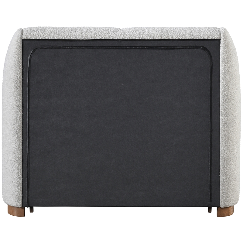 Pemberly Row Set of 2 8-Drawer Double Dresser & Cream Boucle Fabric Twin Bed