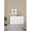 Pemberly Row Set of 2 8-Drawer Double Dresser & Cream Boucle Fabric Twin Bed