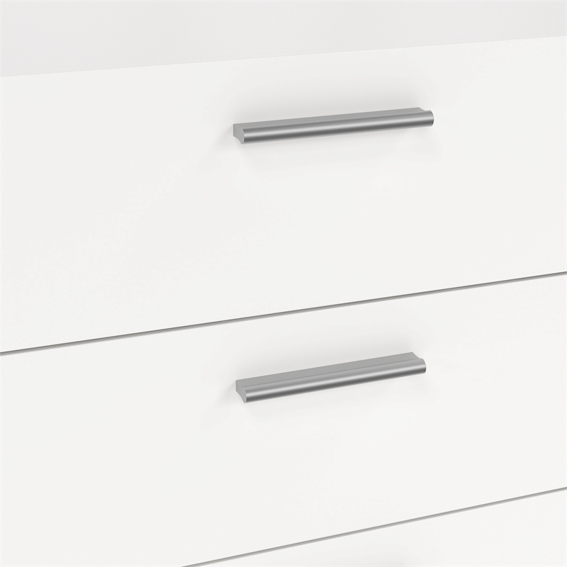 Pemberly Row Set of 2 8-Drawer Double Dresser & Cream Boucle Fabric Twin Bed