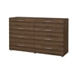 Pemberly Row Set of 2 8-Drawer Double Dresser & Cream Boucle Fabric Twin Bed