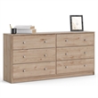 Pemberly Row Set of 2 6-Drawer Double Dresser & Cream Boucle Fabric Twin Bed