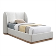 Pemberly Row Set of 2 6-Drawer Double Dresser & Cream Boucle Fabric Twin Bed