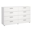 Pemberly Row Set of 2 8-Drawer Double Dresser & Cream Boucle Fabric Queen Bed