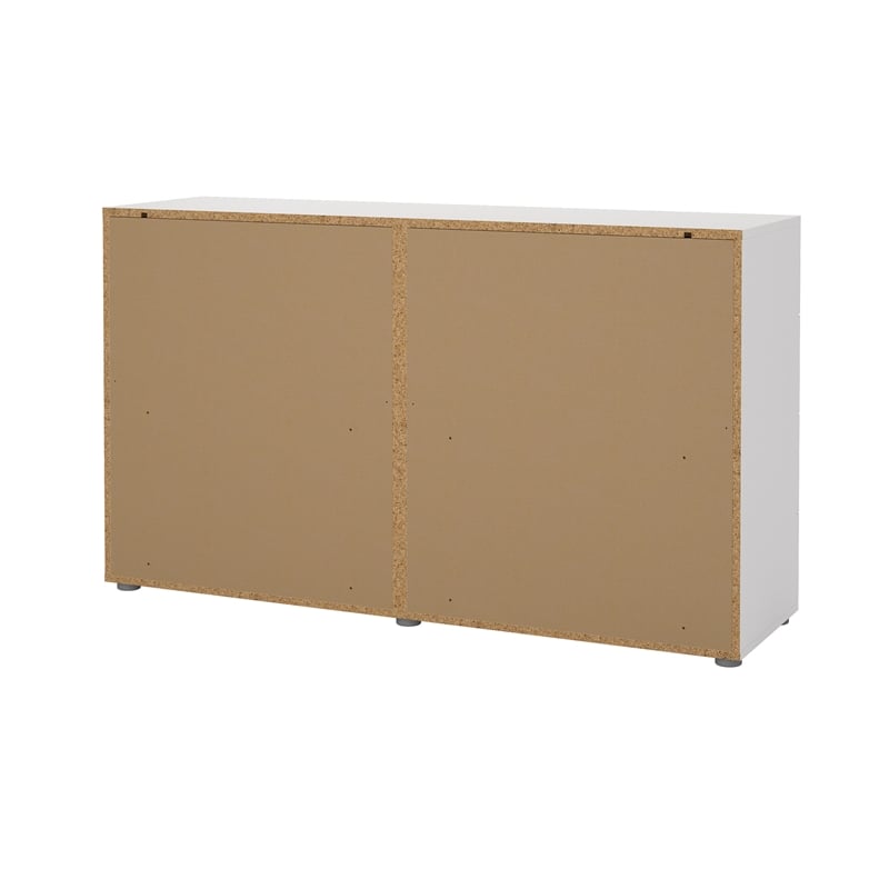 Pemberly Row Set of 2 8-Drawer Double Dresser & Cream Boucle Fabric Queen Bed