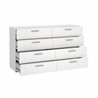 Pemberly Row Set of 2 8-Drawer Double Dresser & Cream Boucle Fabric Queen Bed