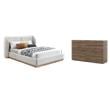 Pemberly Row Set of 2 8-Drawer Double Dresser & Cream Boucle Fabric Queen Bed