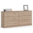 Pemberly Row Set of 2 6-Drawer Double Dresser & Cream Boucle Fabric Queen Bed