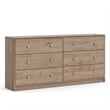 Pemberly Row Set of 2 6-Drawer Double Dresser & Cream Boucle Fabric Queen Bed