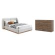 Pemberly Row Set of 2 8-Drawer Double Dresser & Cream Boucle Fabric Full Bed