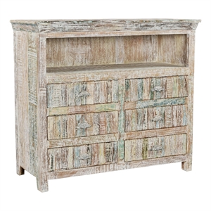 Pemberly Row 50&quot Solid Wood Entertainment Console in White Multicolor