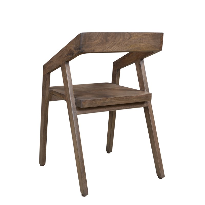 Pemberly Row Mid-Century Solid Wood Arm Chair in Dark Brown (Set of 1)