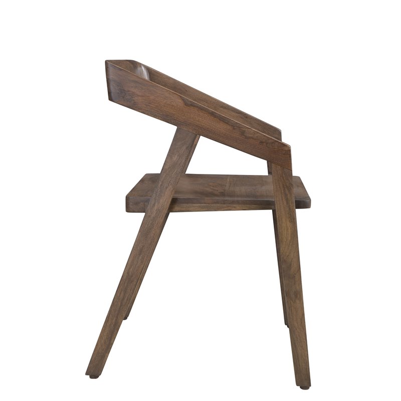 Pemberly Row Mid-Century Solid Wood Arm Chair in Dark Brown (Set of 1)