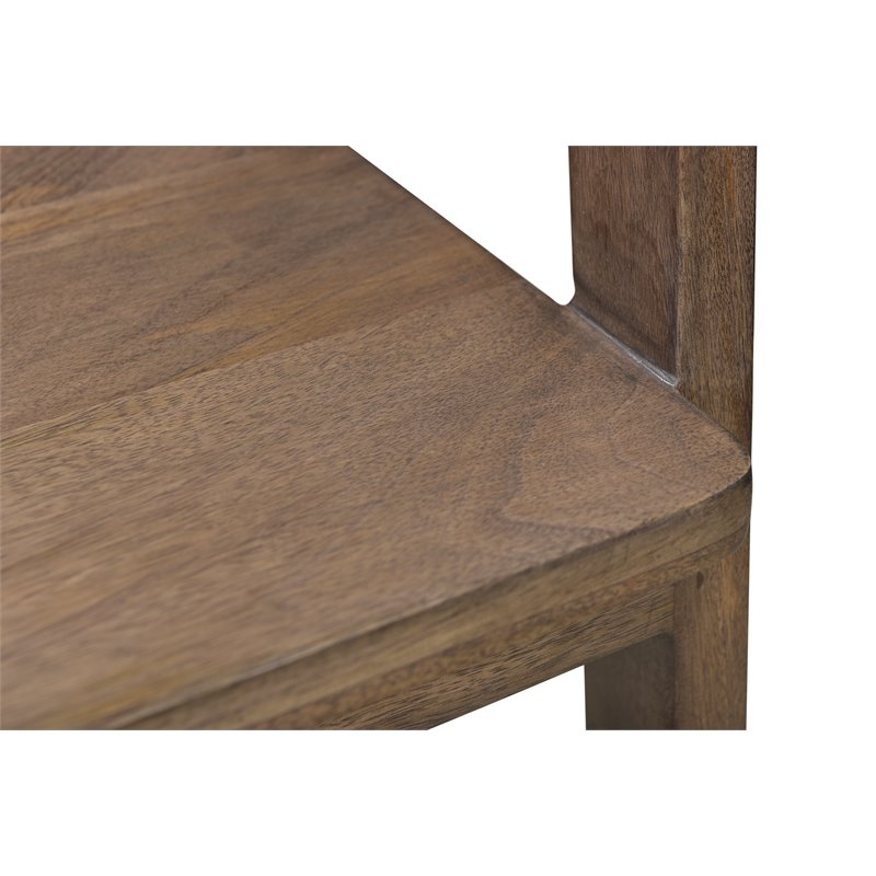 Pemberly Row Mid-Century Solid Wood Arm Chair in Dark Brown (Set of 1)