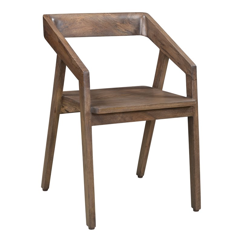 Pemberly Row Mid-Century Solid Wood Arm Chair in Dark Brown (Set of 1)
