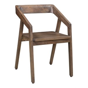 Pemberly Row Mid-Century Solid Wood Arm Chair in Dark Brown (Set of 1)