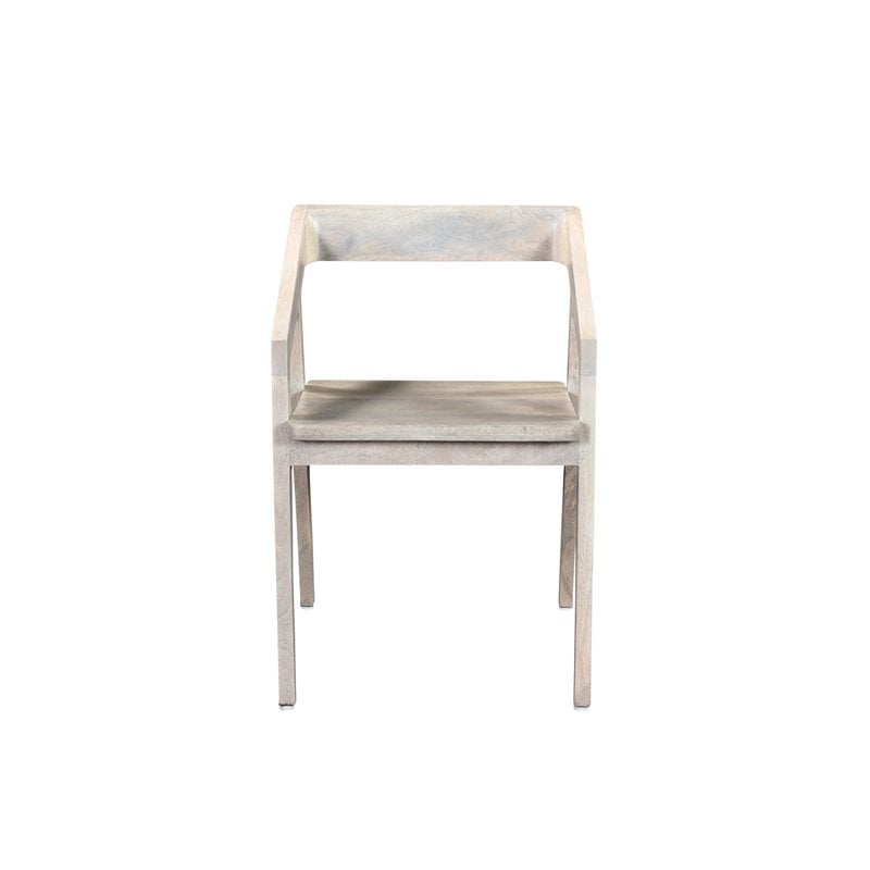 Pemberly Row Mid-Century Solid Wood Arm Chair in White Finish