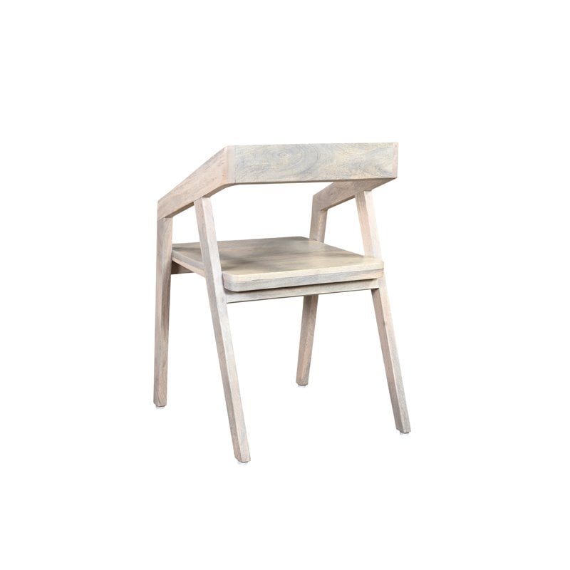 Pemberly Row Mid-Century Solid Wood Arm Chair in White Finish