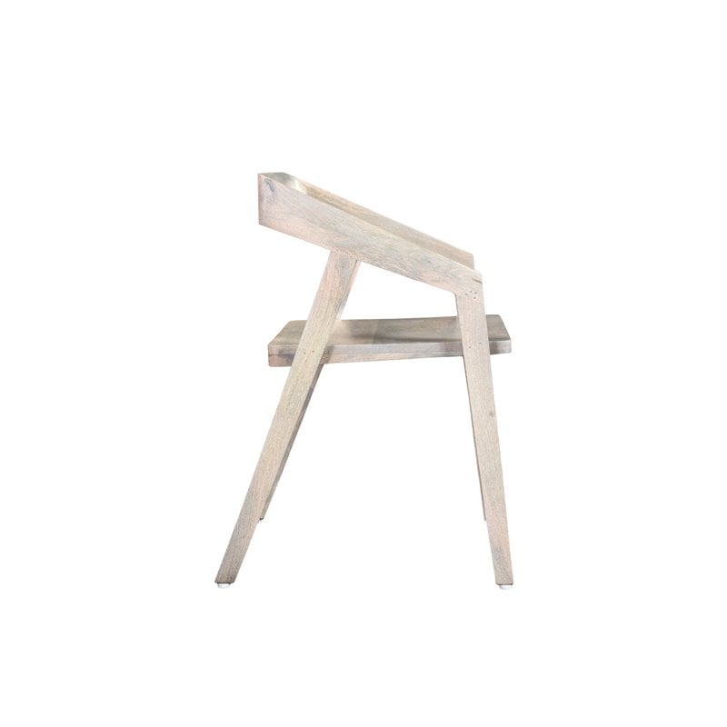 Pemberly Row Mid-Century Solid Wood Arm Chair in White Finish