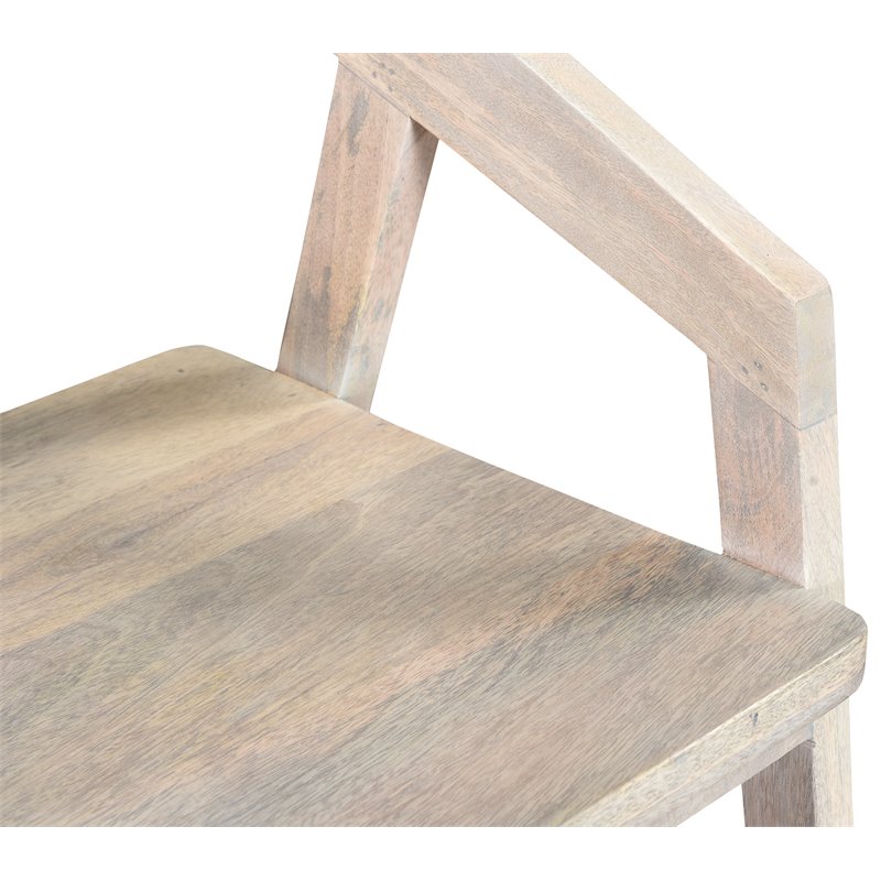 Pemberly Row Mid-Century Solid Wood Arm Chair in White Finish