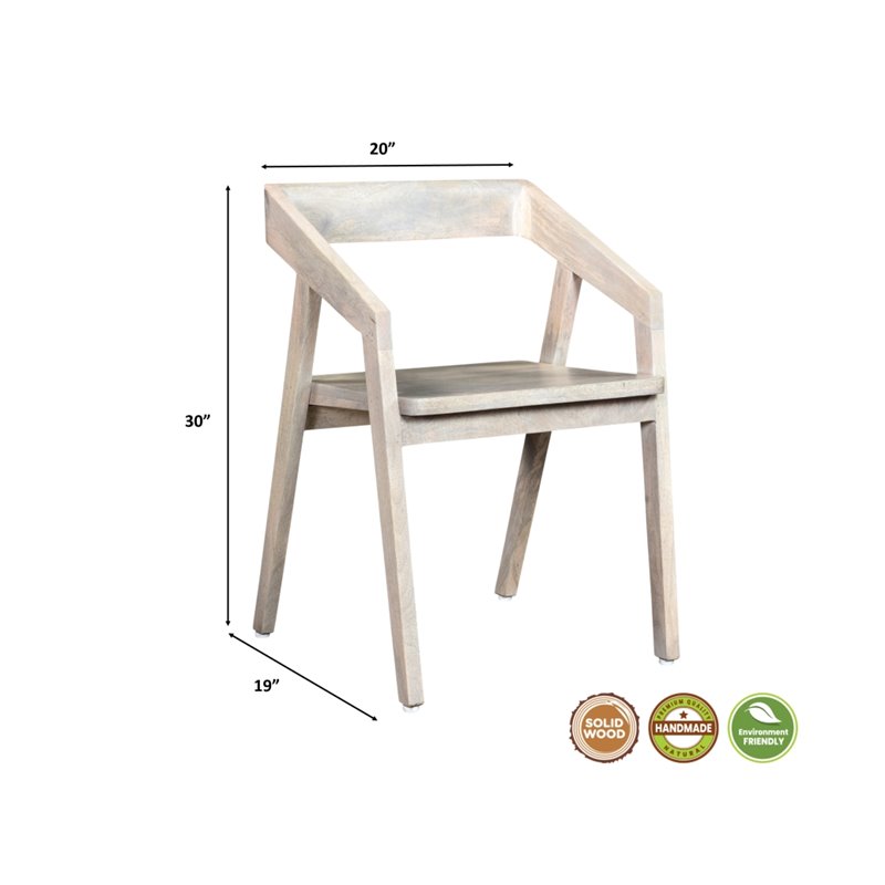 Pemberly Row Mid-Century Solid Wood Arm Chair in White Finish