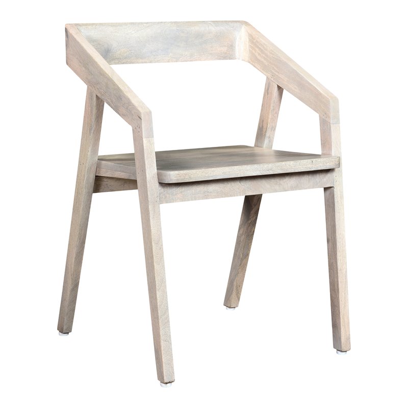 Pemberly Row Mid-Century Solid Wood Arm Chair in White Finish
