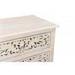 Pemberly Row Floral Carved Solid Wood 3-Drawers Nightstand in White