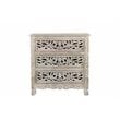 Pemberly Row Floral Carved Solid Wood 3-Drawers Nightstand in Gray