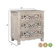Pemberly Row Floral Carved Solid Wood 3-Drawers Nightstand in Gray