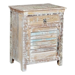 Pemberly Row 1-drawer 1-Door Solid Wood Nightstand (Left) in White