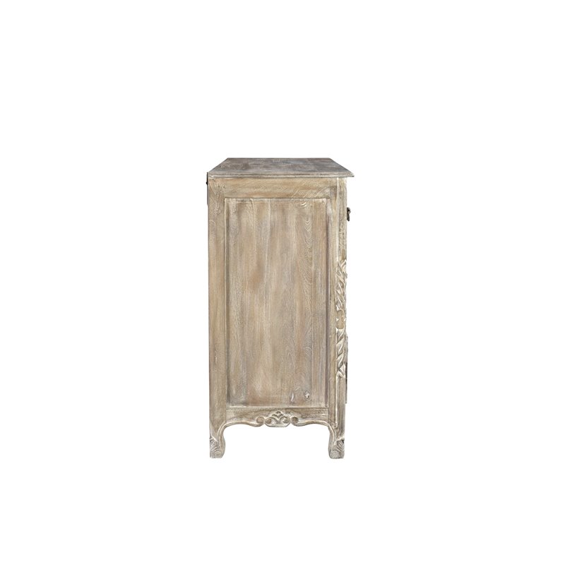 Pemberly Row 7-drawer Floral Carved Solid Wood Dresser in Gray