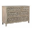 Pemberly Row 7-drawer Floral Carved Solid Wood Dresser in Gray