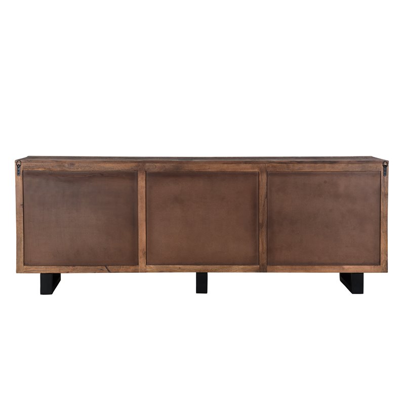 Pemberly Row 6-Door Solid Wood Sideboard in Dark Brown/Black