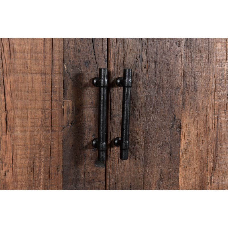 Pemberly Row 6-Door Solid Wood Sideboard in Dark Brown/Black