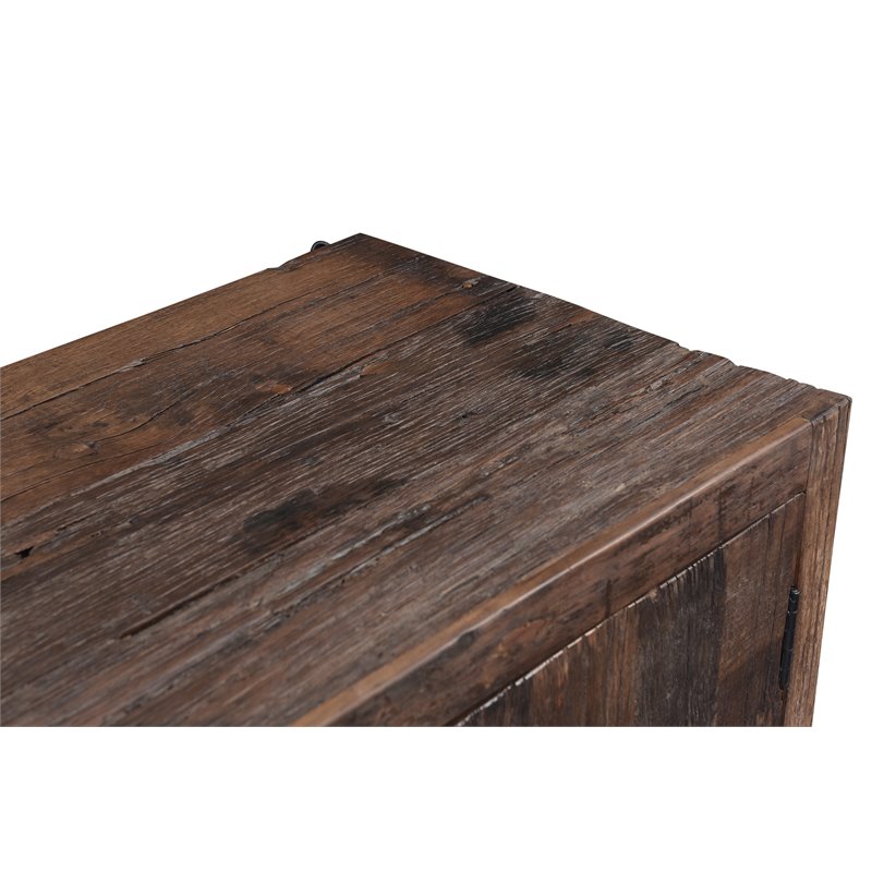 Pemberly Row 6-Door Solid Wood Sideboard in Dark Brown/Black