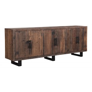 Pemberly Row 6-Door Solid Wood Sideboard in Dark Brown/Black