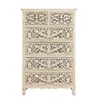 Pemberly Row 6-drawer Floral Carved Solid Wood Chest in White