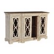 Pemberly Row Traditional 4-Door Carved Solid Wood Sideboard in White