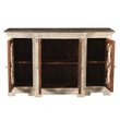 Pemberly Row Traditional 4-Door Carved Solid Wood Sideboard in White