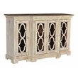 Pemberly Row Traditional 4-Door Carved Solid Wood Sideboard in White