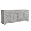 Pemberly Row 4-drawer 4-Door Carved Solid Wood Sideboard in Gray