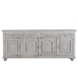 Pemberly Row 4-drawer 4-Door Carved Solid Wood Sideboard in Gray