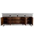 Pemberly Row 4-drawer 4-Door Carved Solid Wood Sideboard in Gray