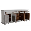 Pemberly Row 4-drawer 4-Door Carved Solid Wood Sideboard in Gray