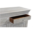 Pemberly Row 4-drawer 4-Door Carved Solid Wood Sideboard in Gray
