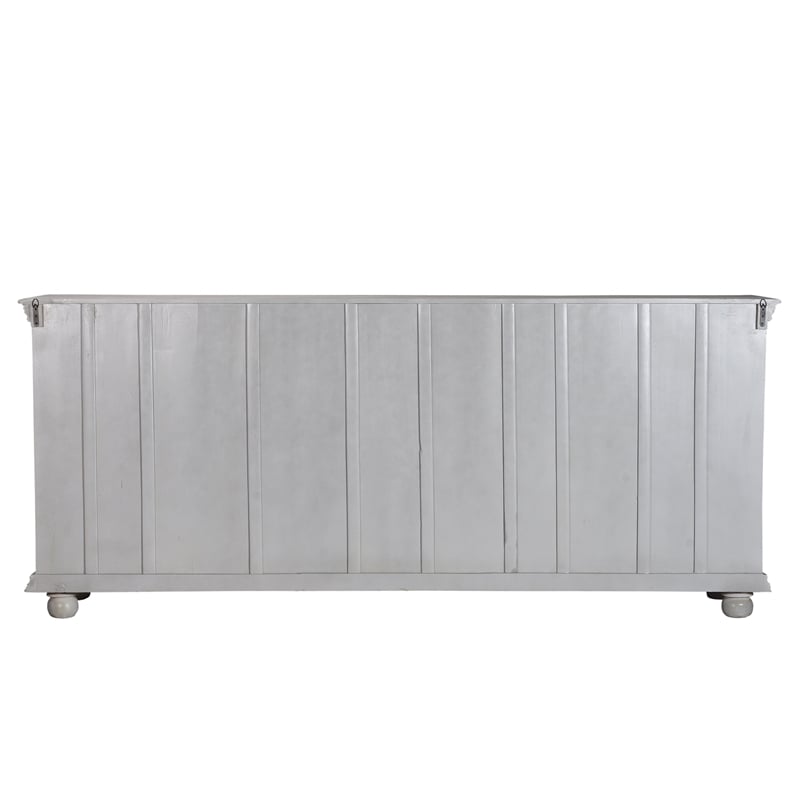 Pemberly Row 4-drawer 4-Door Carved Solid Wood Sideboard in Gray