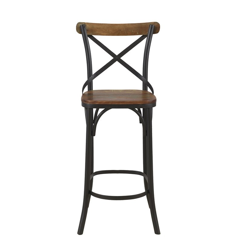 Pemberly Row Solid Wood Bar Stools (Set of 2) in Brown/Black