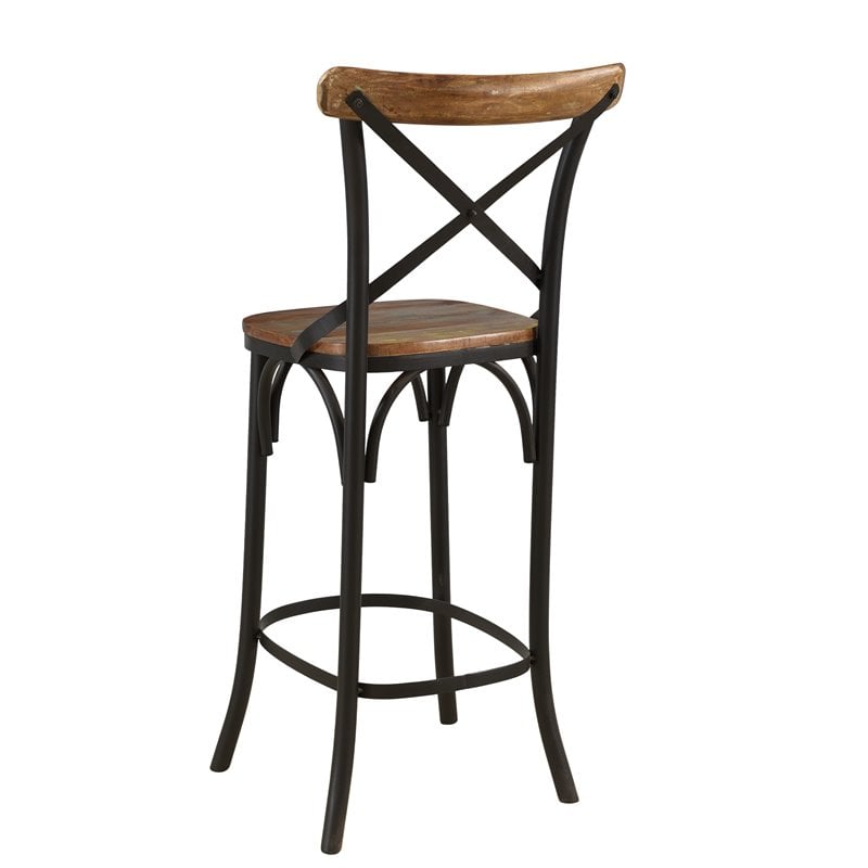 Pemberly Row Solid Wood Bar Stools (Set of 2) in Brown/Black